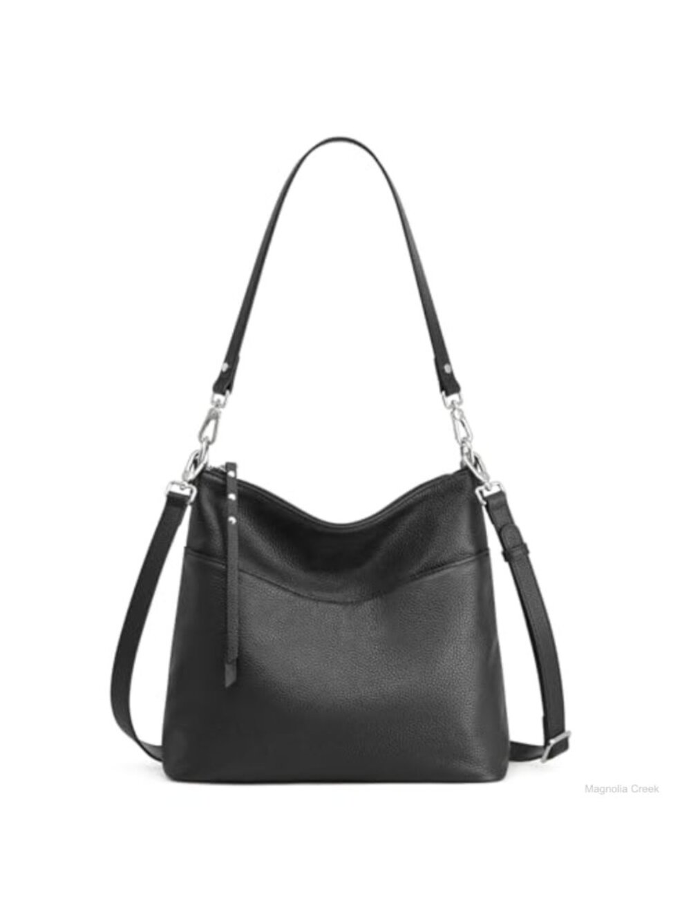 Pebbled Cowhide Leather Tote Crossbody Bag 2 Removable Straps